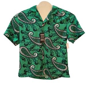 NWT Fresh Prints of Bel-Air Men Green Paisley Button Up Shirt D2419-X5306 Medium
